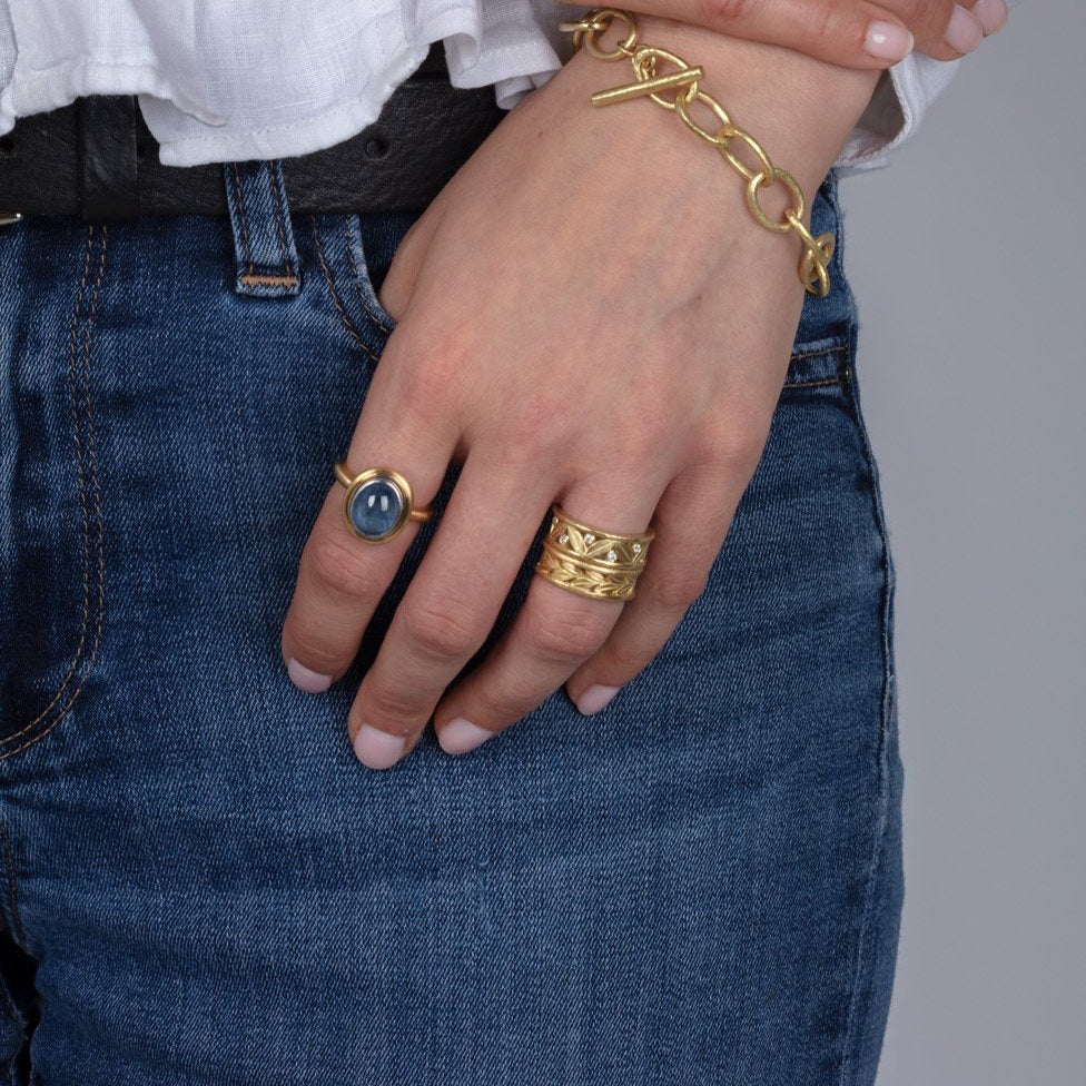 Gold and gemstone jewellery on a model