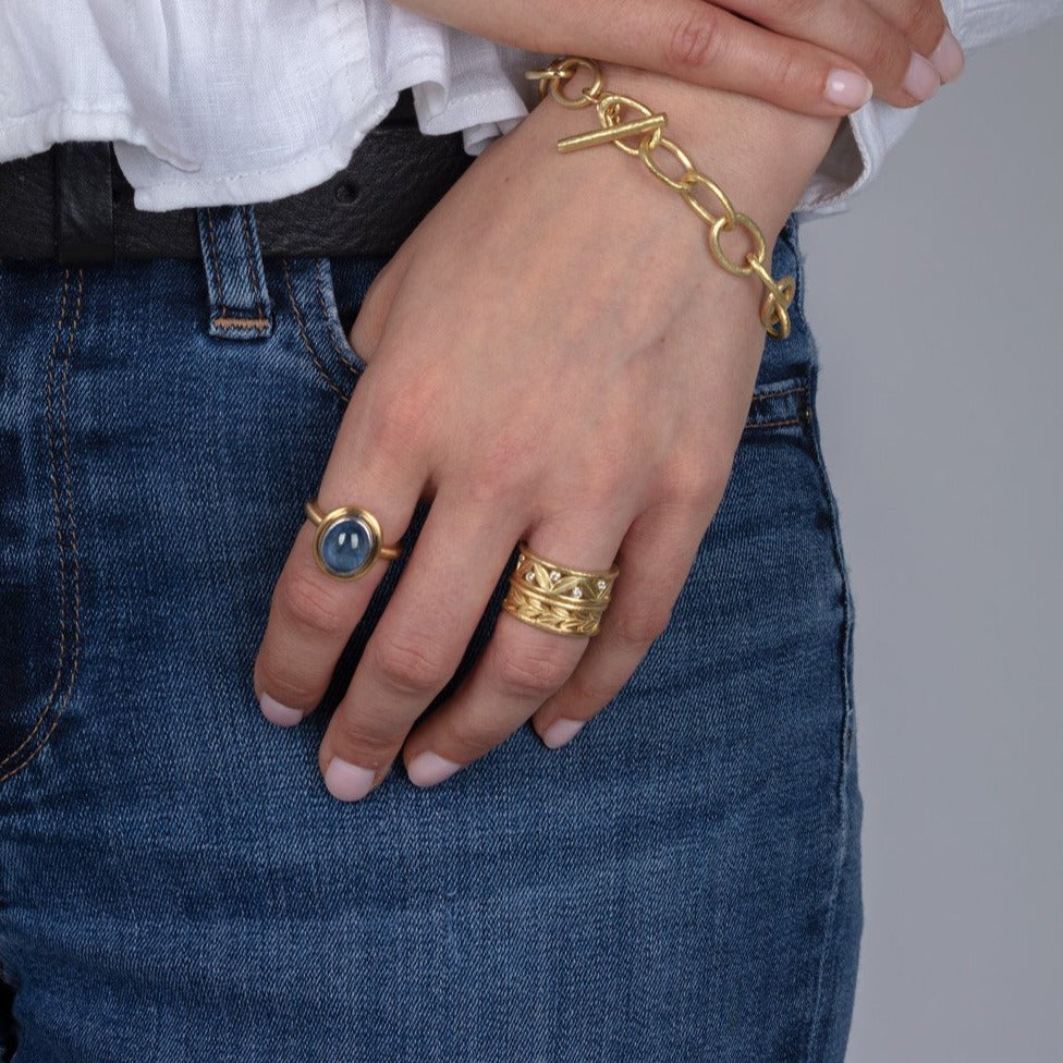 Gold and gemstone jewellery on a model