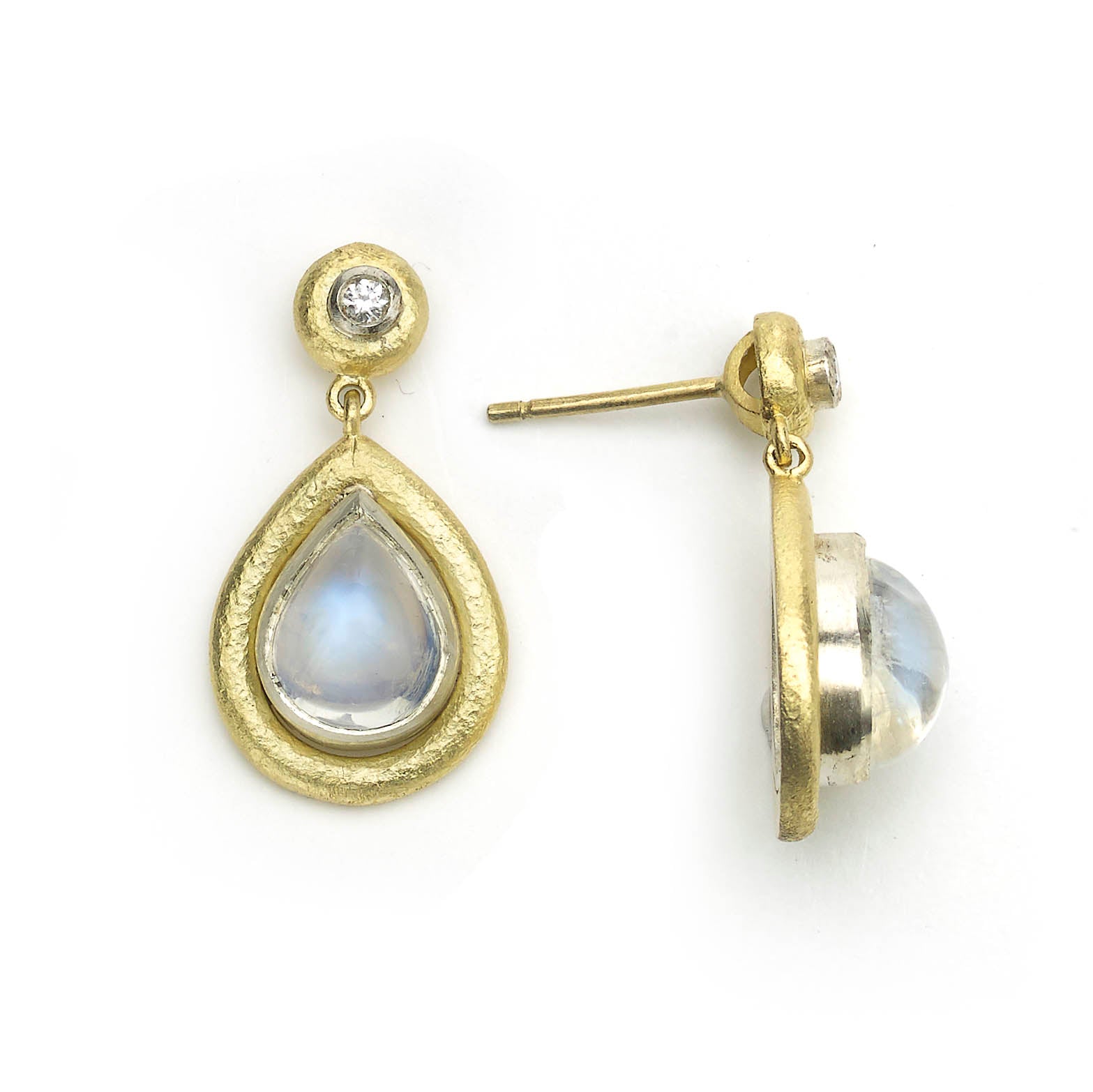 Side view of the moonstone earrings