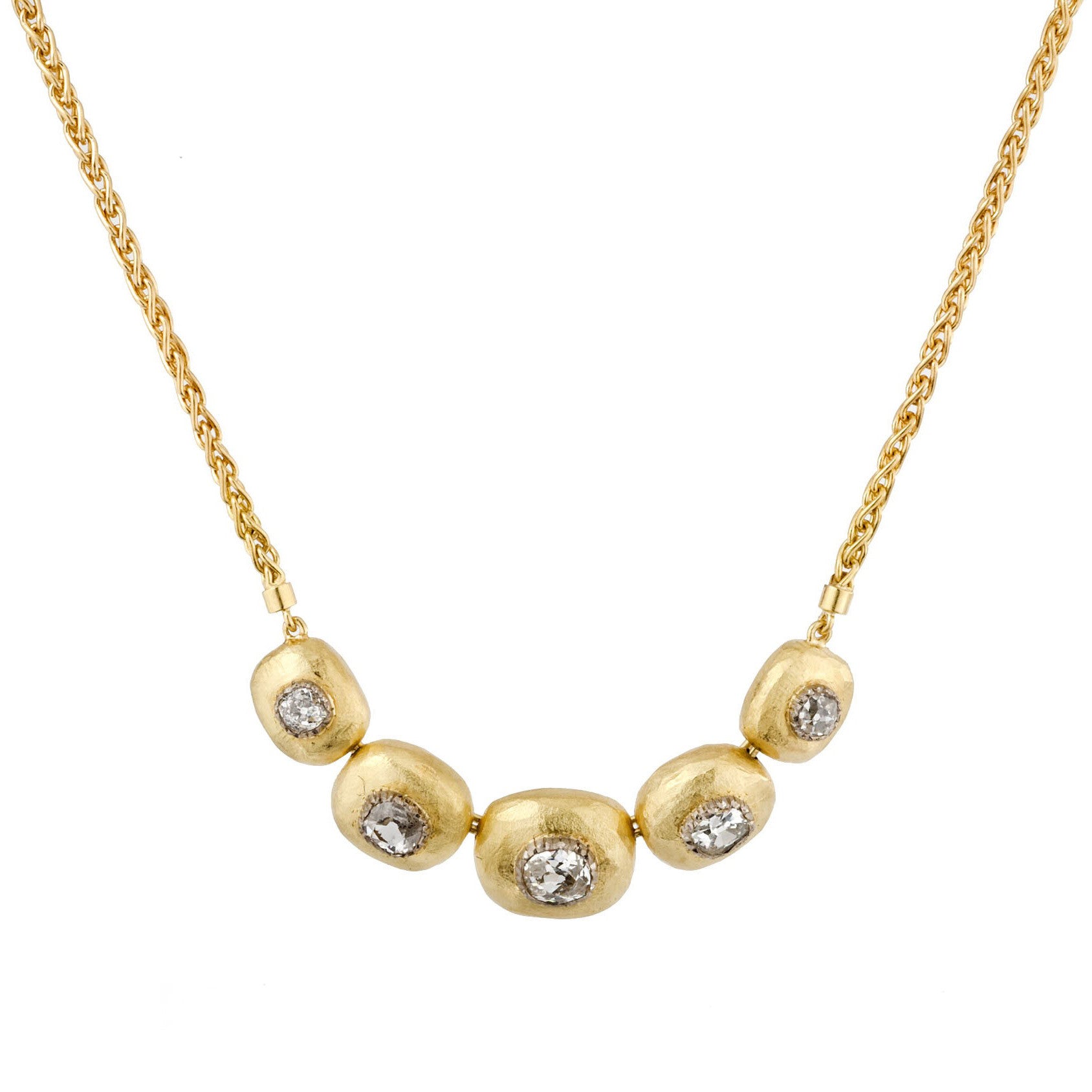 Diamond and Gold Pebble Necklace