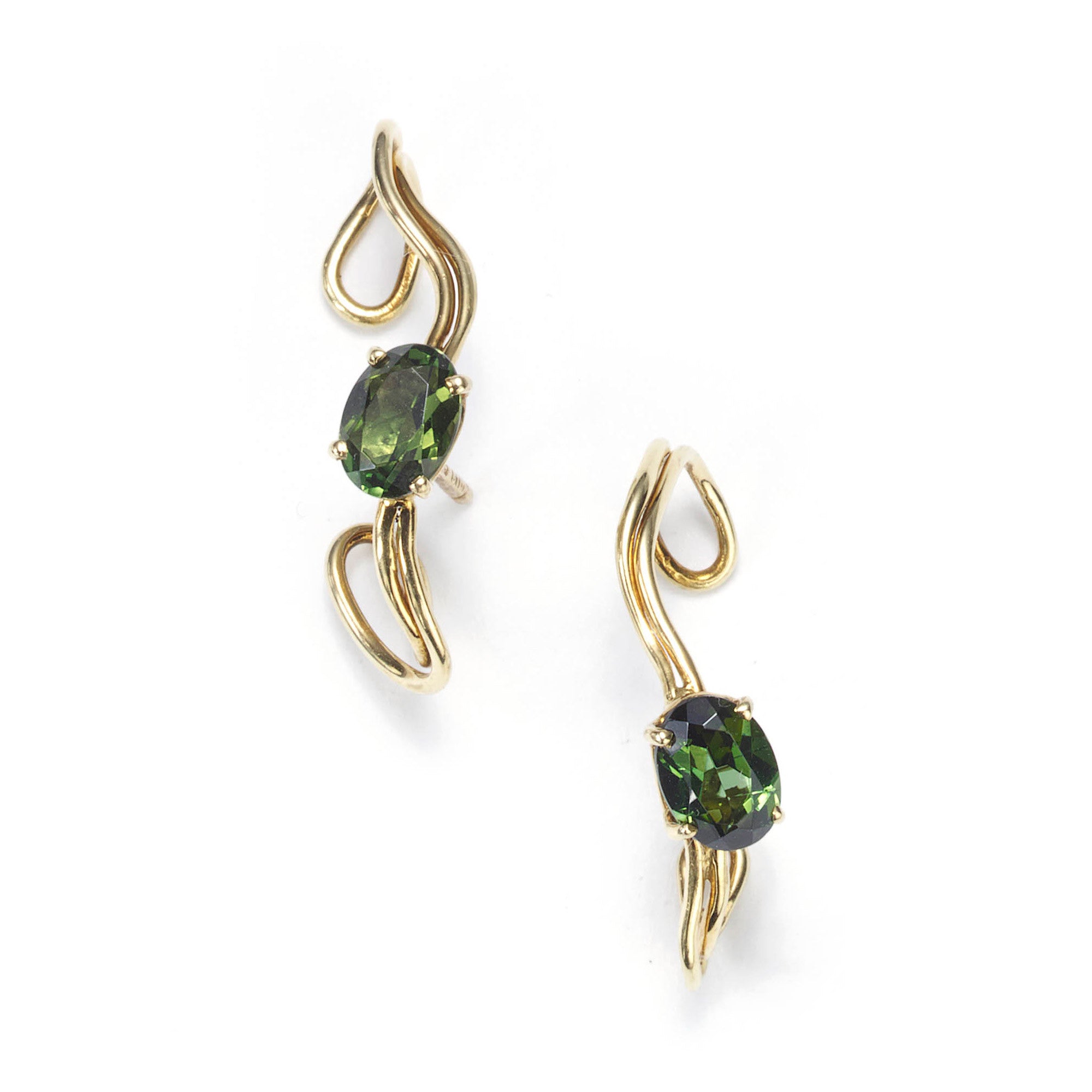 Green Tourmaline Wrap-Around Earrings