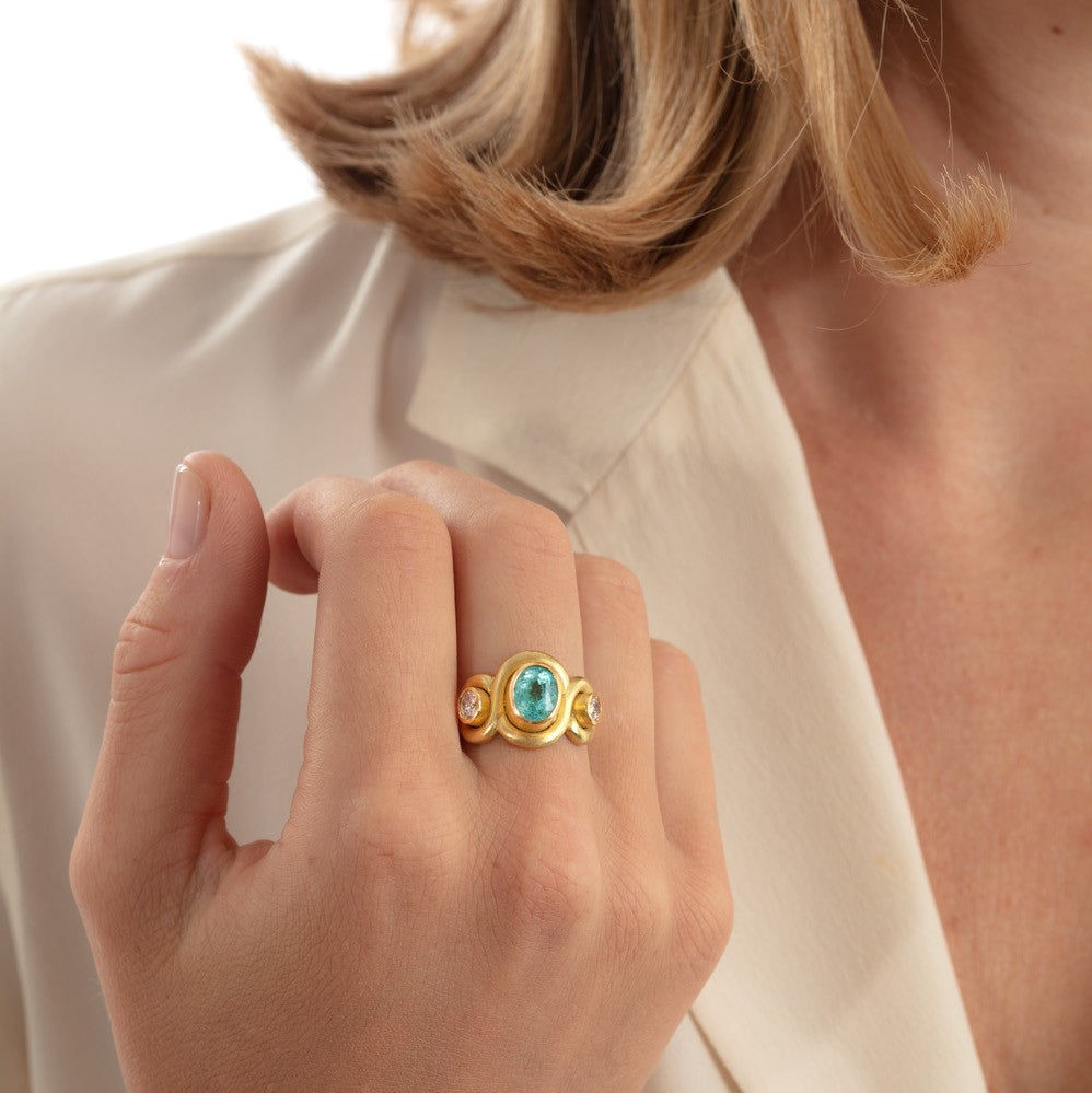 Paraiba Tourmaline Crossover Ring