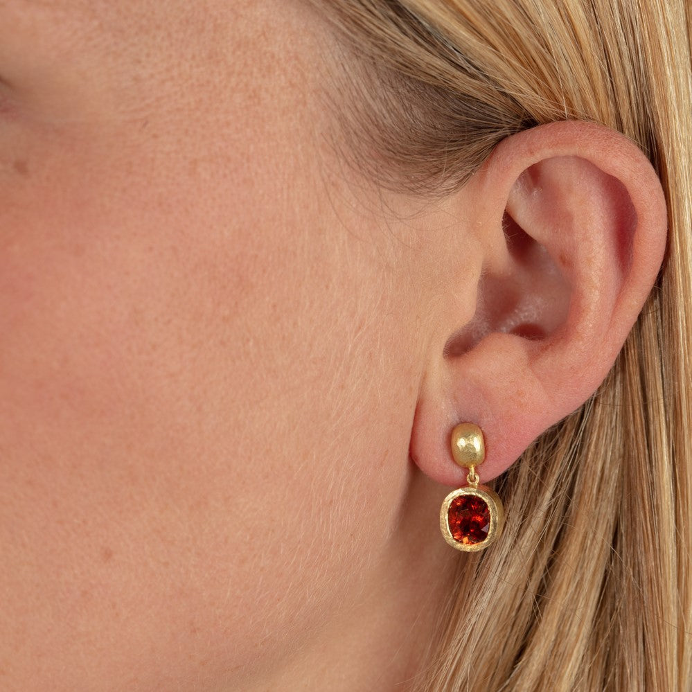 18ct Gold Spessartine Garnet Drops