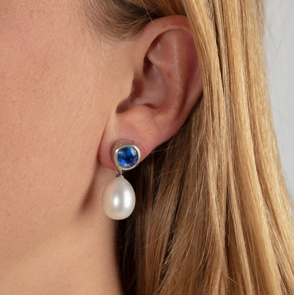 Tanzanite and Baroque Pearl Earrings