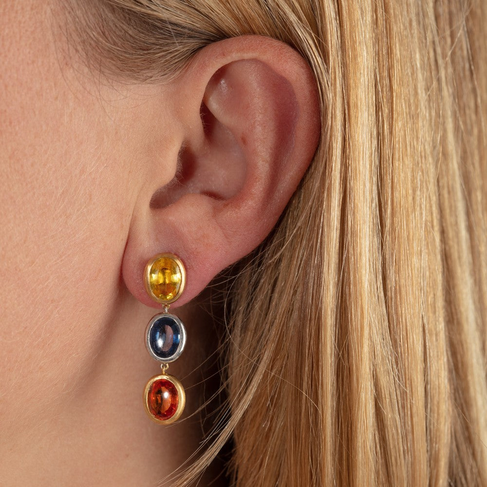 Tri-Coloured Sapphire Drop Earring