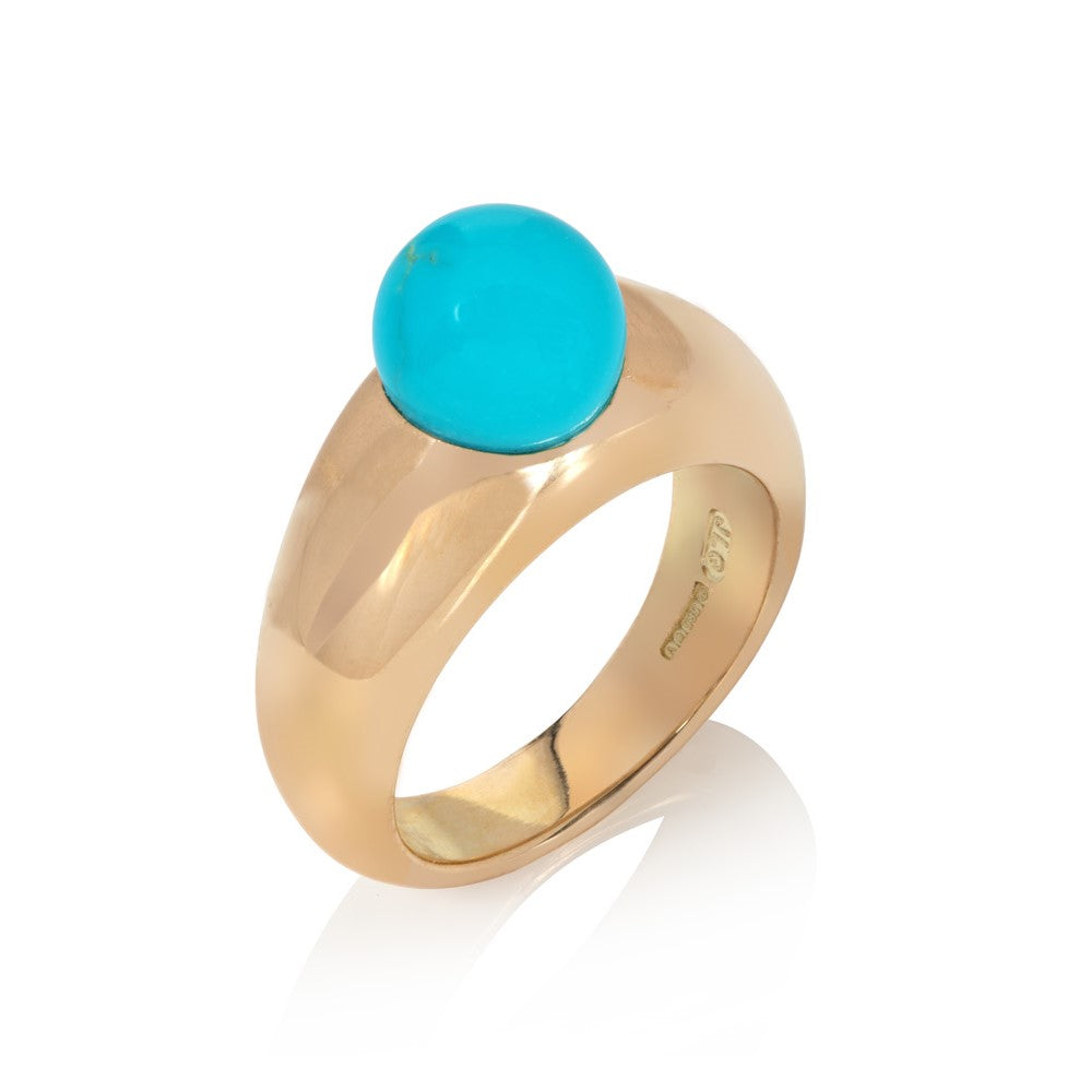 14ct Gold Gypsy Style Turquoise Ring