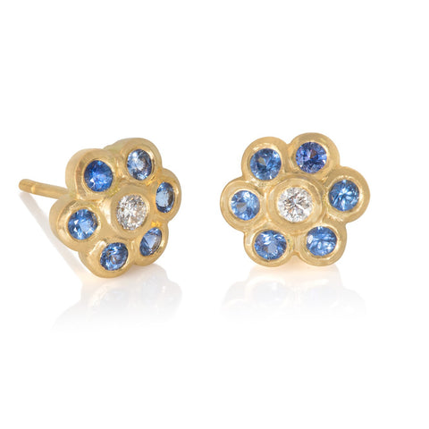 Pebble Studs with Yellow Sapphire