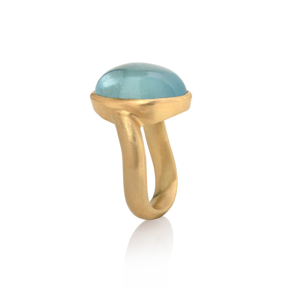 Aquamarine Wavy Shank Ring