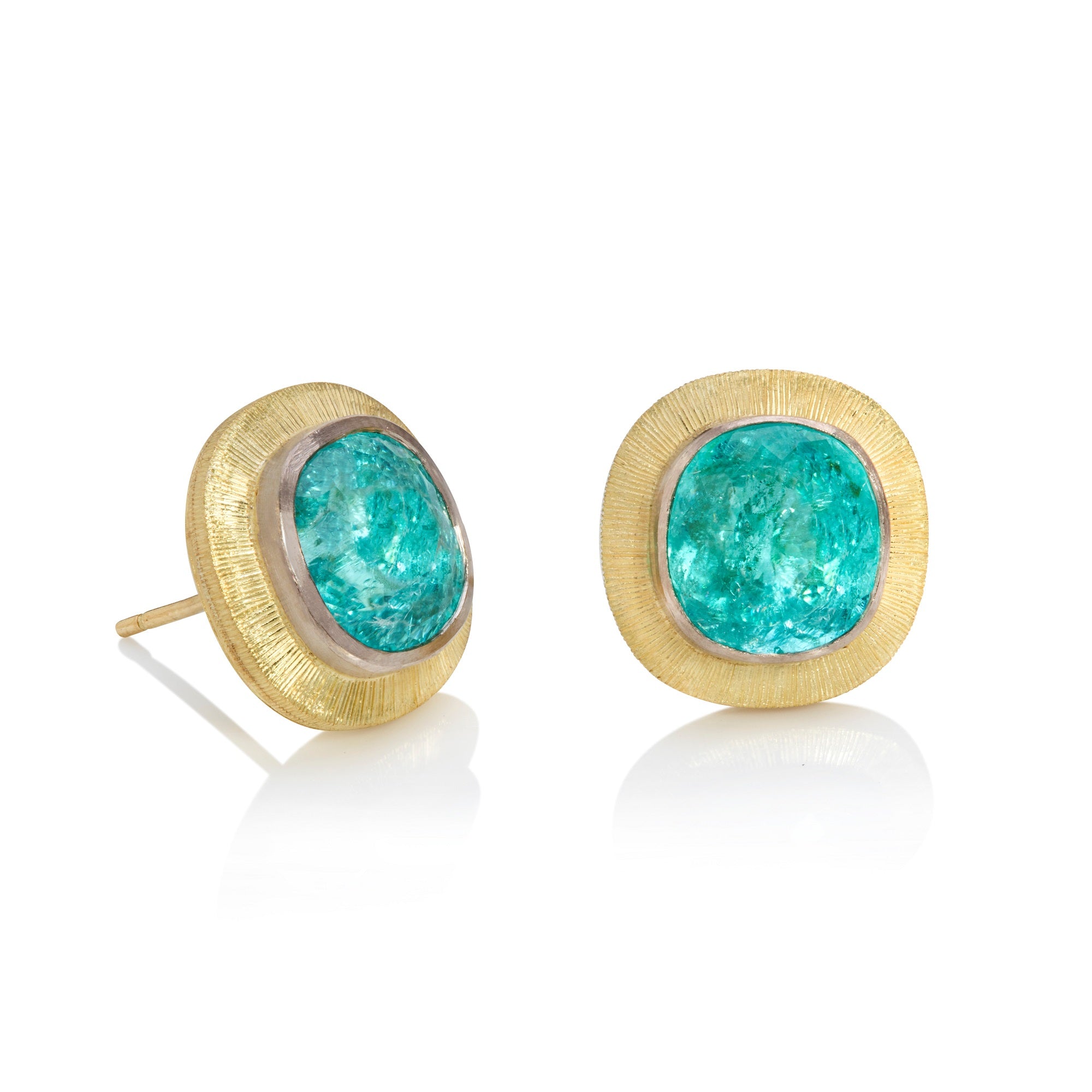 Cushion Shaped Paraiba Tourmaline Stud Earrings