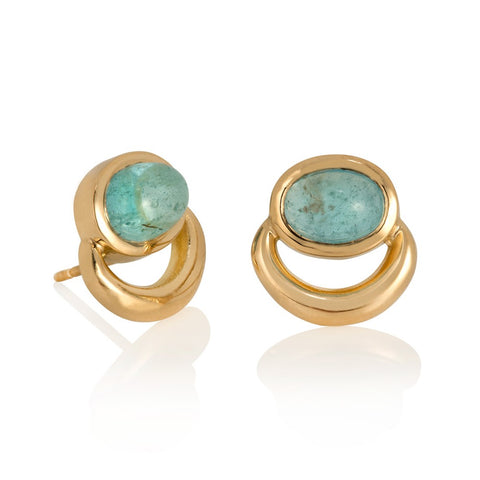 9ct Gold Aquamarine Bull Ring Earrings