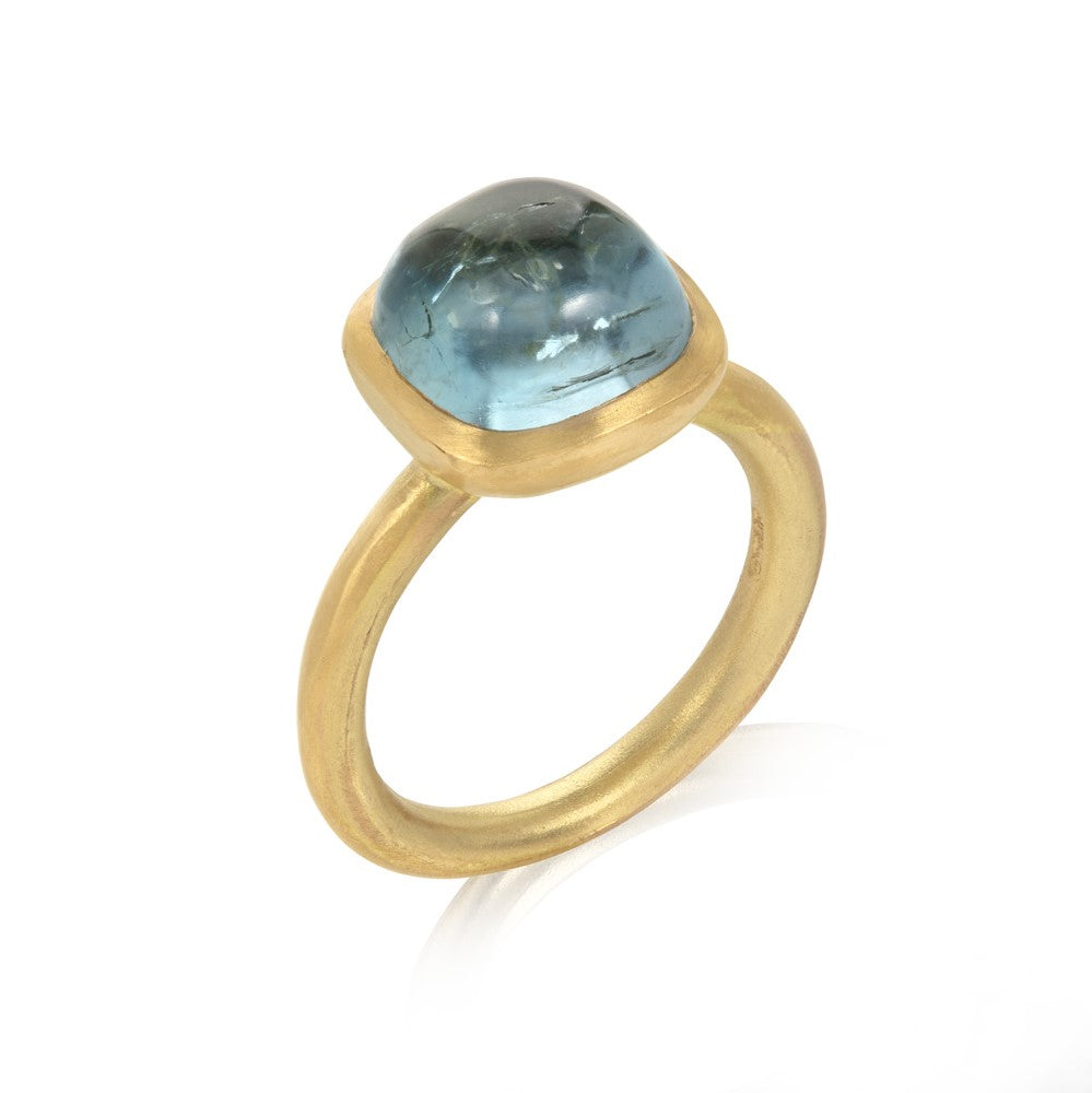 Aquamarine Cushion Shaped Ring