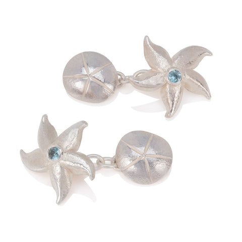Silver Starfish Earrings with Apatite