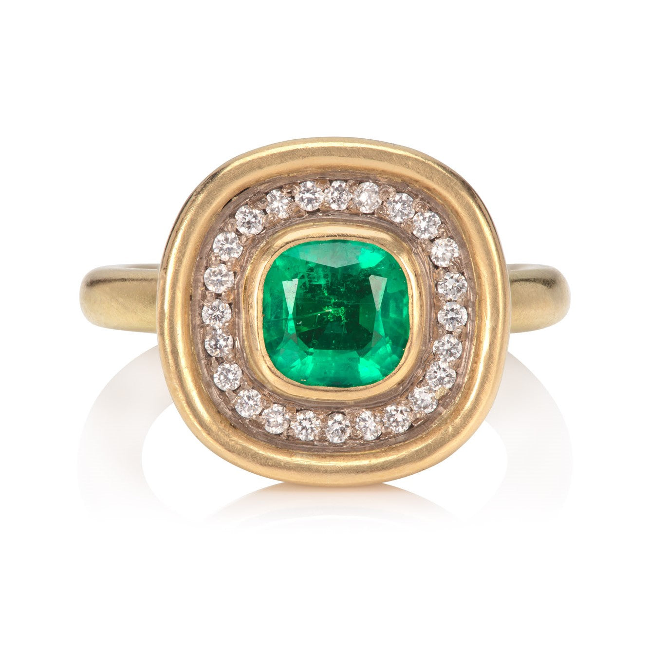 Emerald and Pavé Set Diamond Cluster Ring