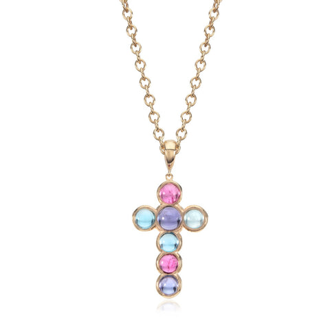 Small Gemset Cross in 9ct Gold