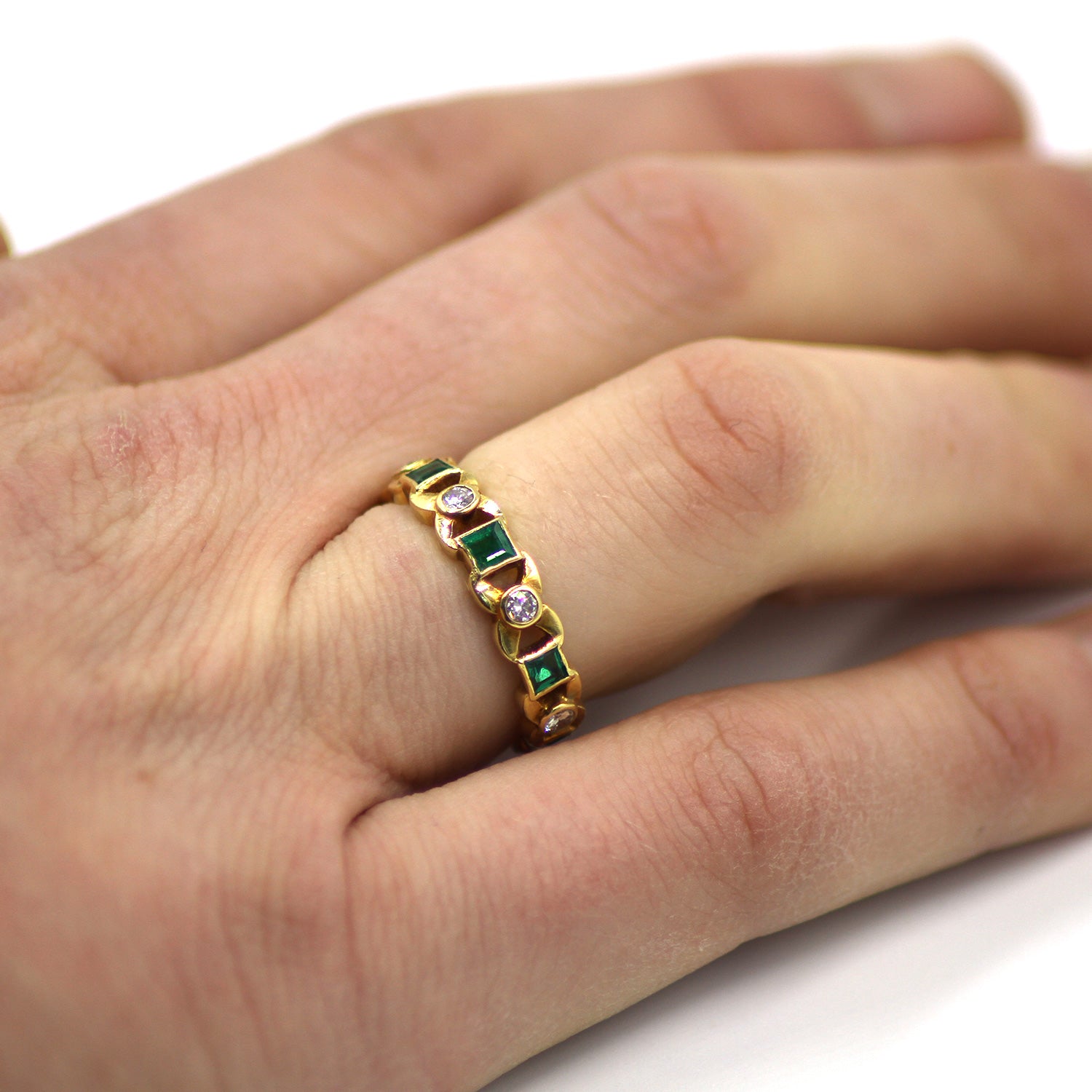Emerald and Diamond 'Kisses' Eternity Ring