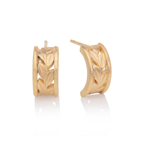 18ct Gold Oak Leaf Earrings