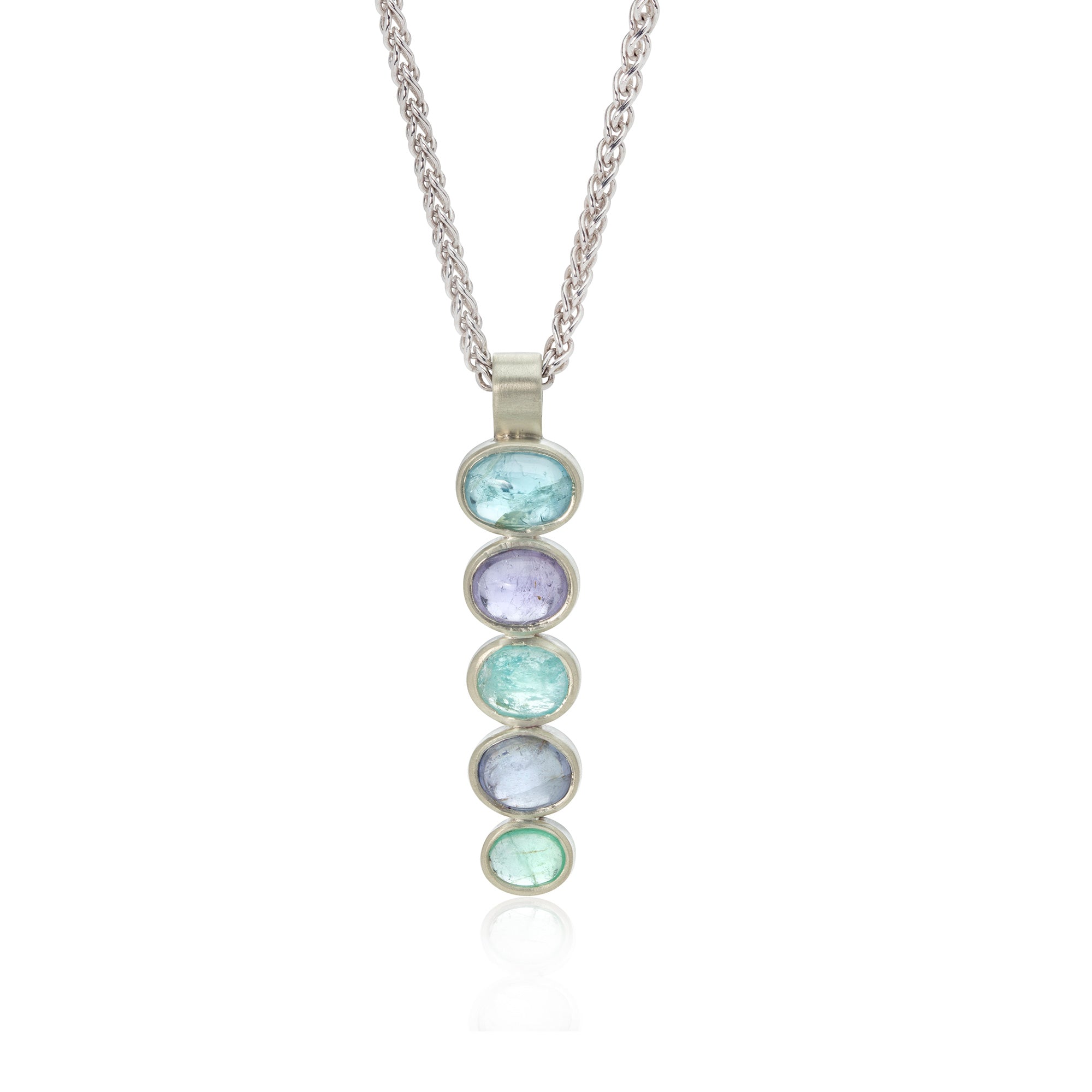White Gold and Paraiba Tourmaline Cabochon Pendant
