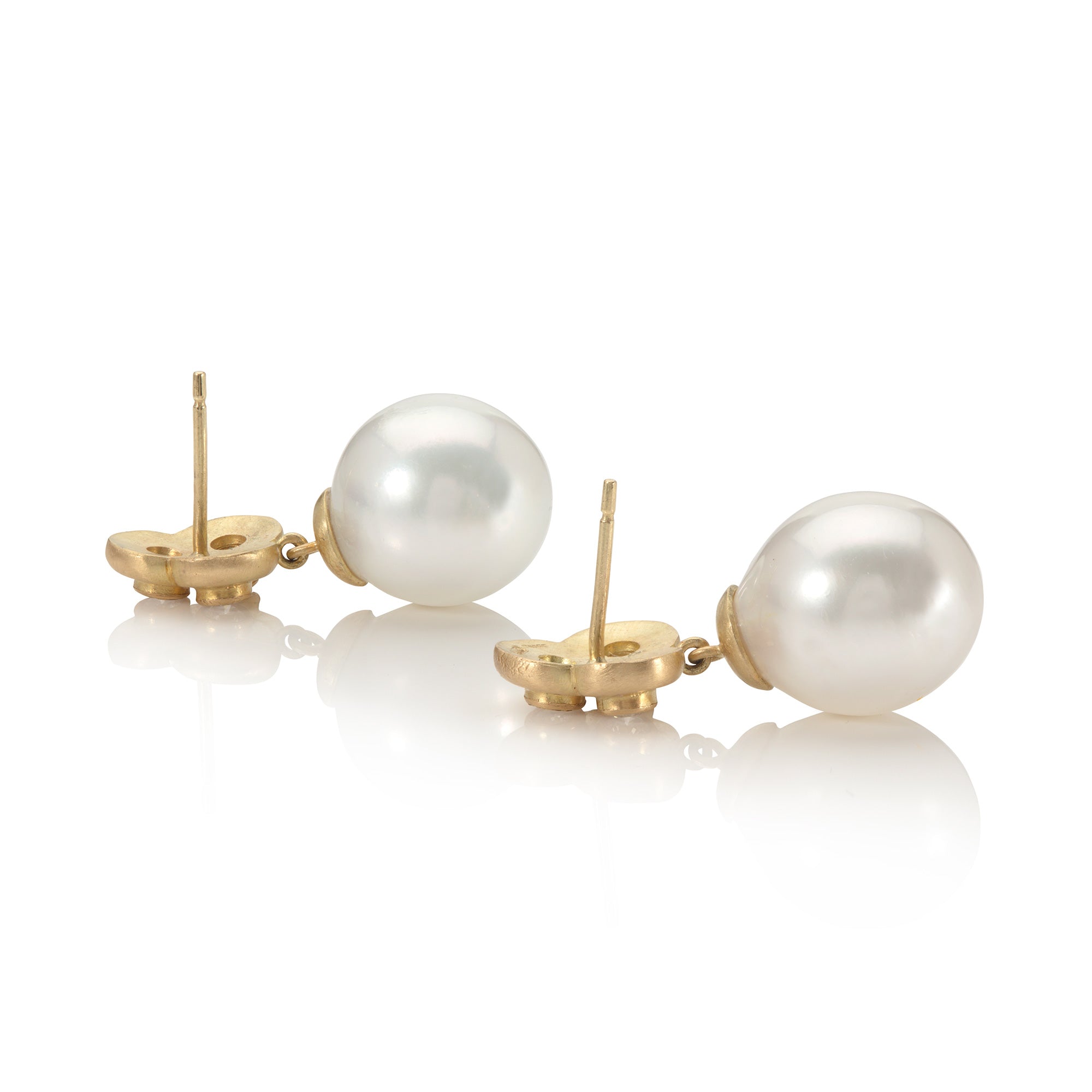 Diamond Trefoil and Pearl Drop Earrings