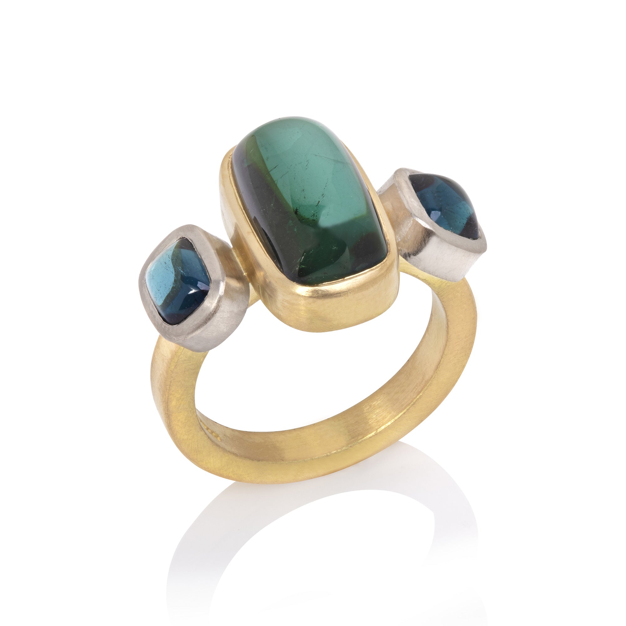 Green and Blue Tourmaline Ring