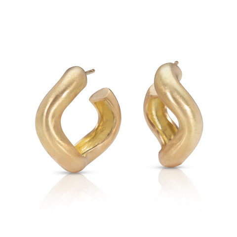 Wavy 18ct yellow gold hoops