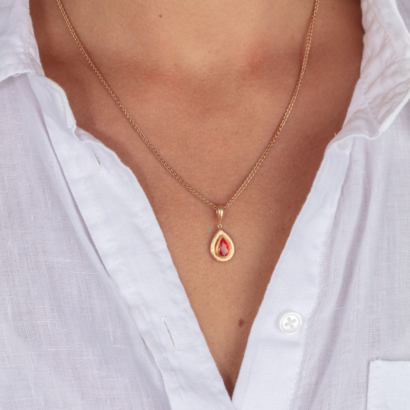 Pear Shaped Padparadscha Sapphire Pendant