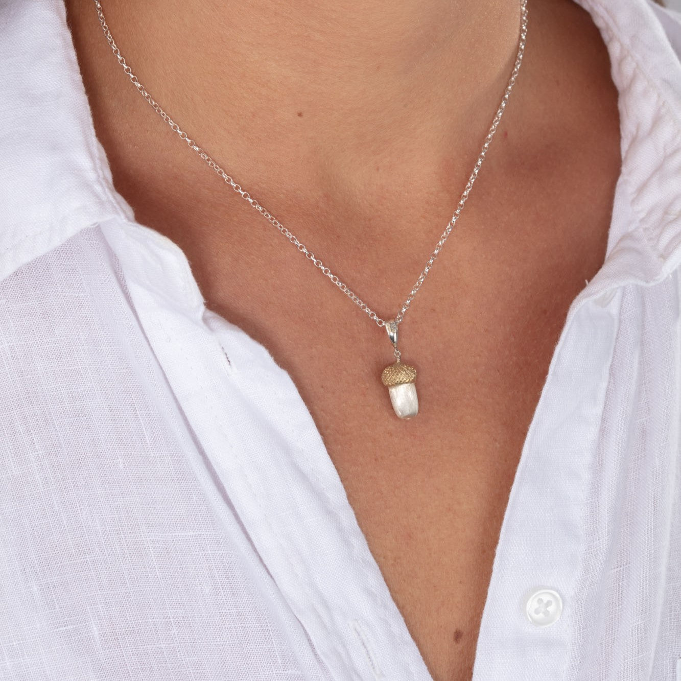 Silver and Gold Acorn Pendant