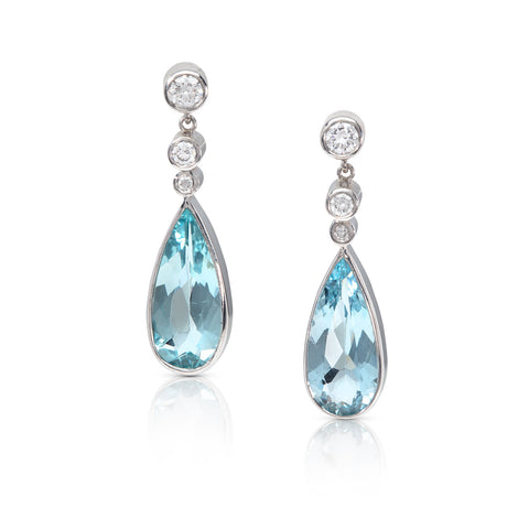 Diamond & Pear Shaped Aquamarine Drops