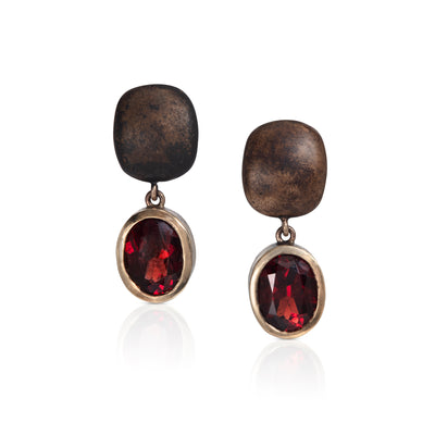 Bronze Garnet Drop Earrings
