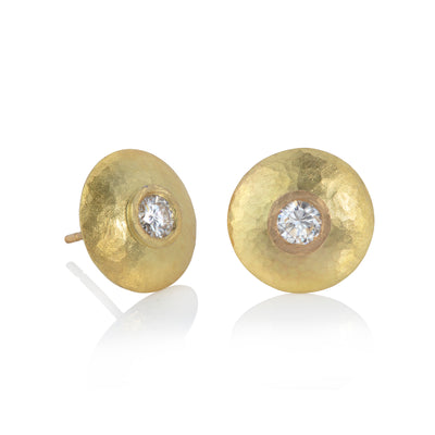 Diamond Gold Disc Studs