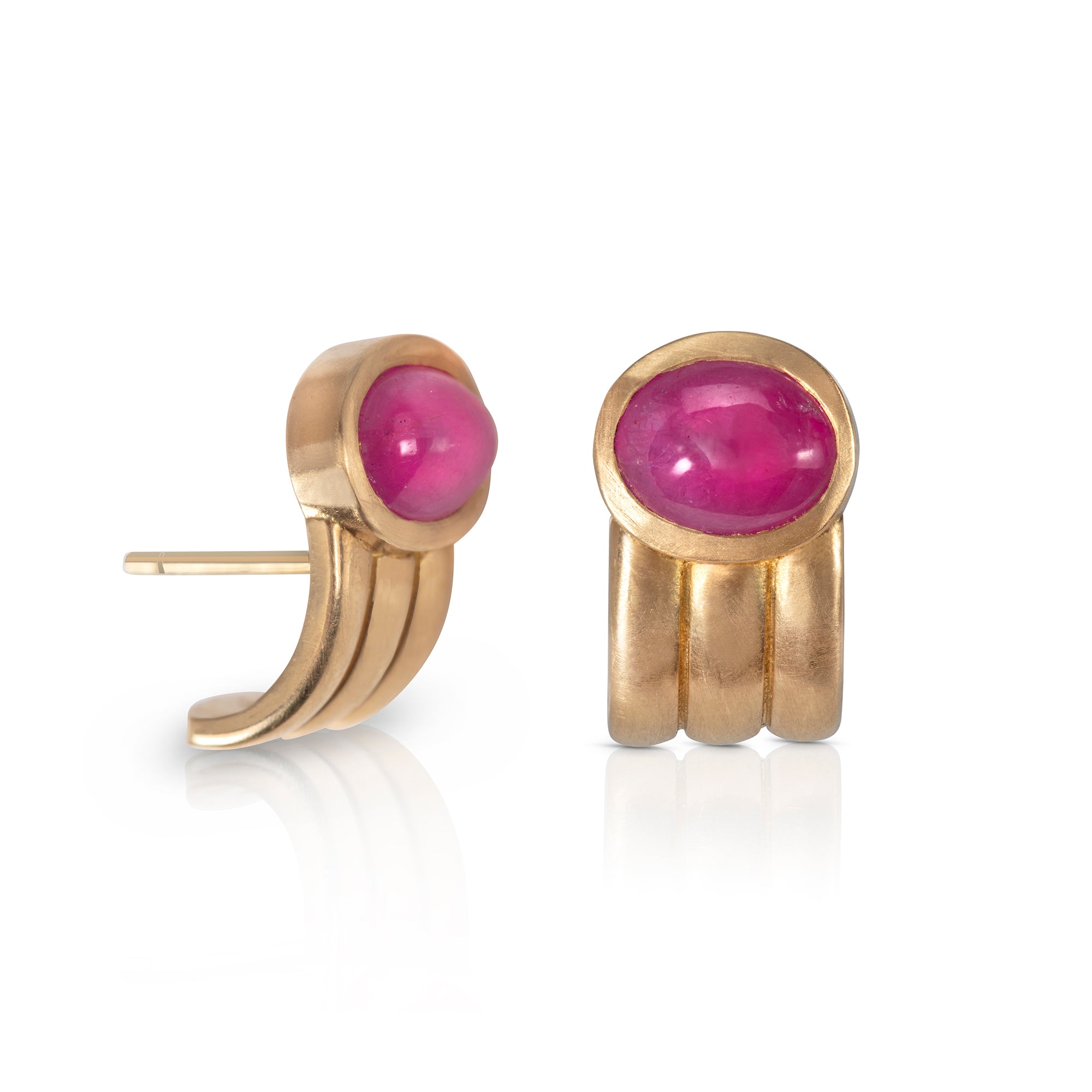 Ridged Ruby Half Hoops