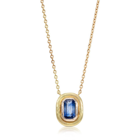 Beaten Gold and Sapphire Necklace