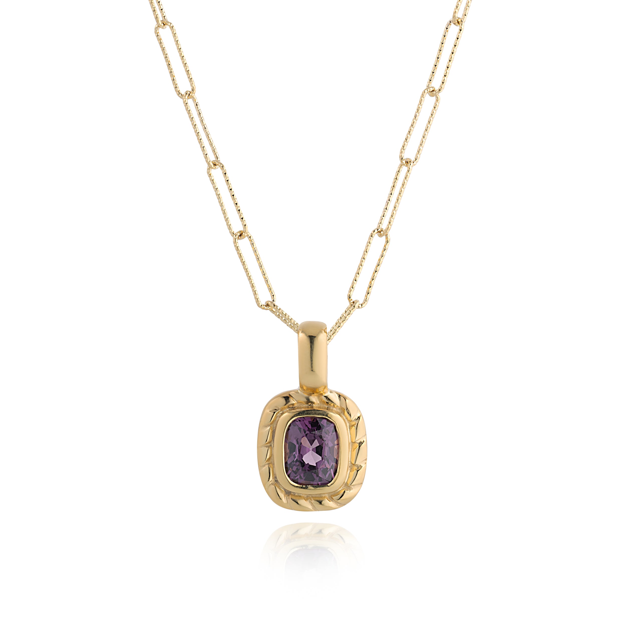 Sapphire Twist Pendant with Paperclip Chain