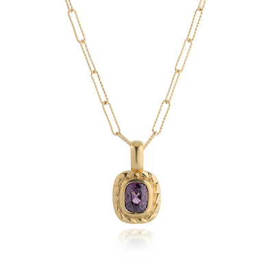 Sapphire Twist Pendant with Paperclip Chain