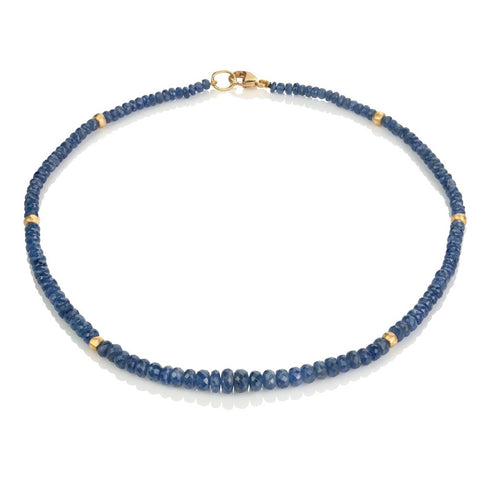 Beaten Gold and Sapphire Necklace