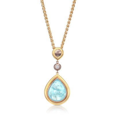 Large Pear-Shaped Cabochon Paraiba Tourmaline Pendant
