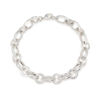 Silver Bracelet with Alternating Links