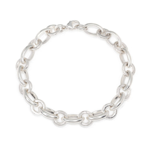 Silver Bracelet with Alternating Links