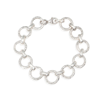 Beaten Round Link Silver Bracelet