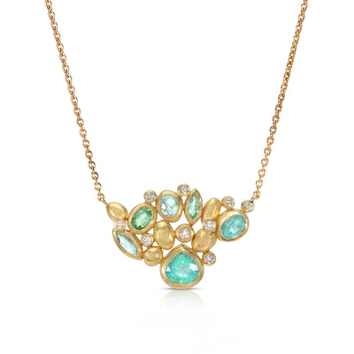 Paraiba Tourmaline and Diamond Pebble Necklace