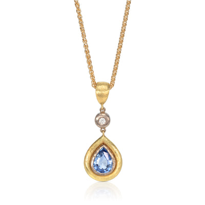 Pear-Shaped Sapphire and Diamond Necklace