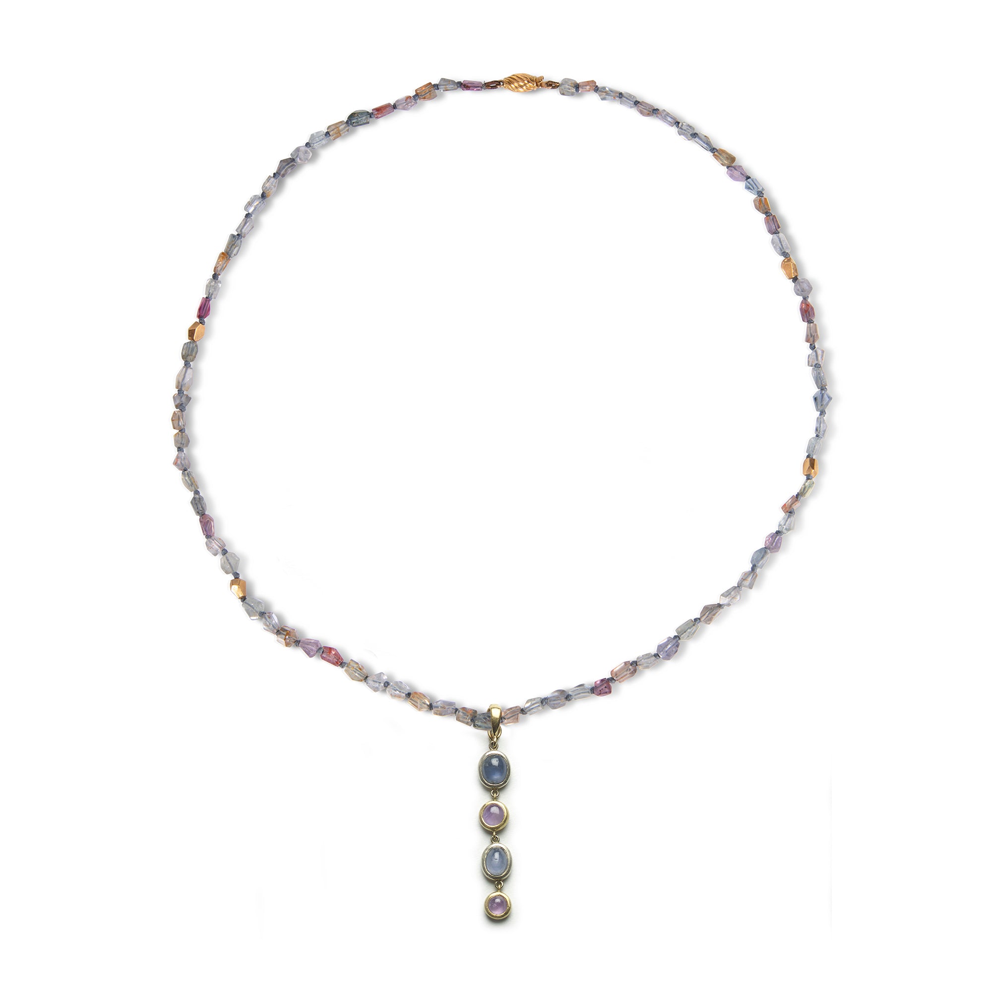 Sapphire Bead Necklace with Detachable Pendant