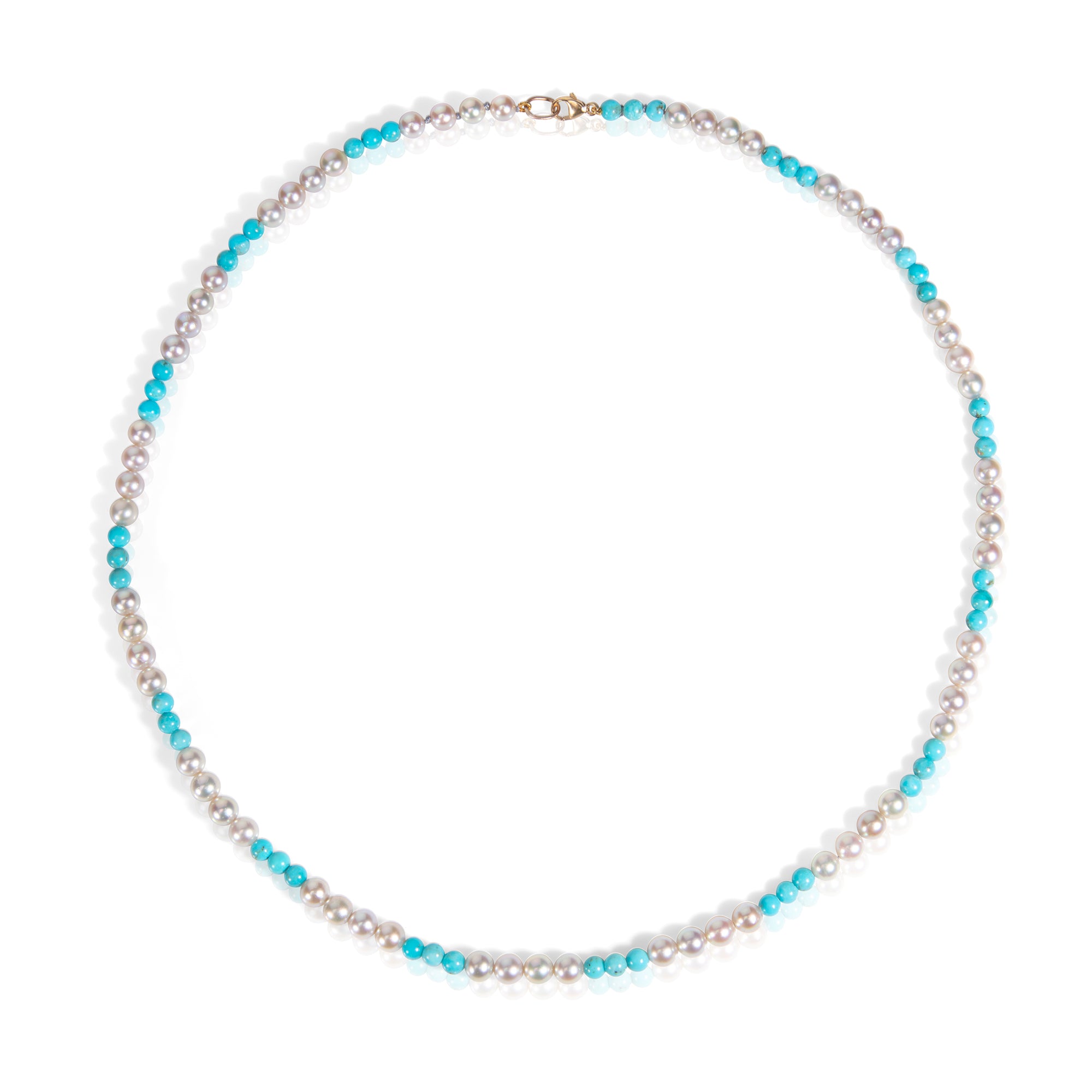 Turquoise and Grey Cultured Pearl Necklace