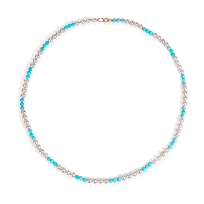Turquoise and Grey Cultured Pearl Necklace