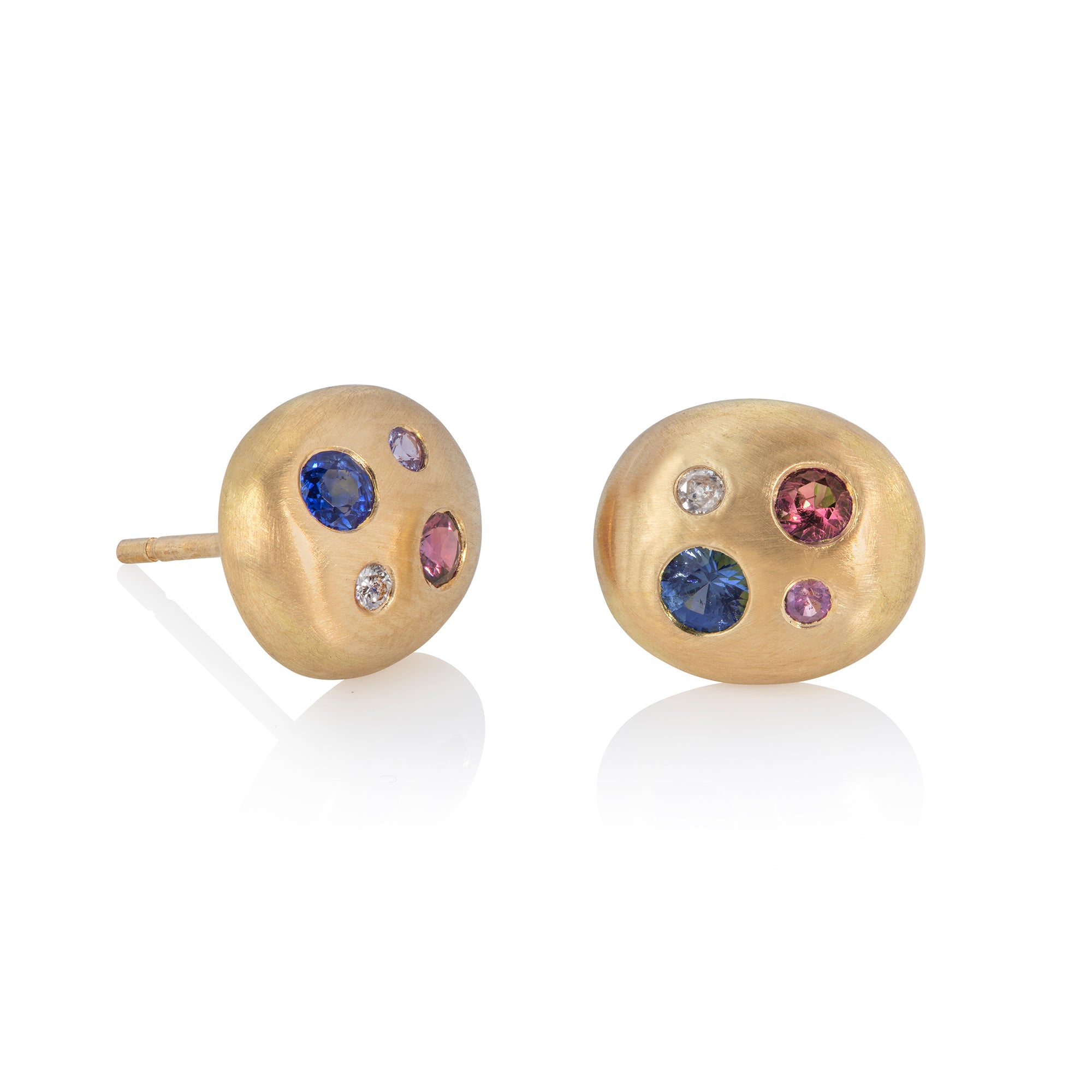 Mini Pebble Sapphire and Diamond Studs