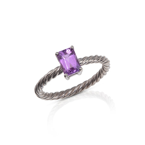 Blue topaz and Pink Tourmaline Three Stone Ring in Yellow Gold