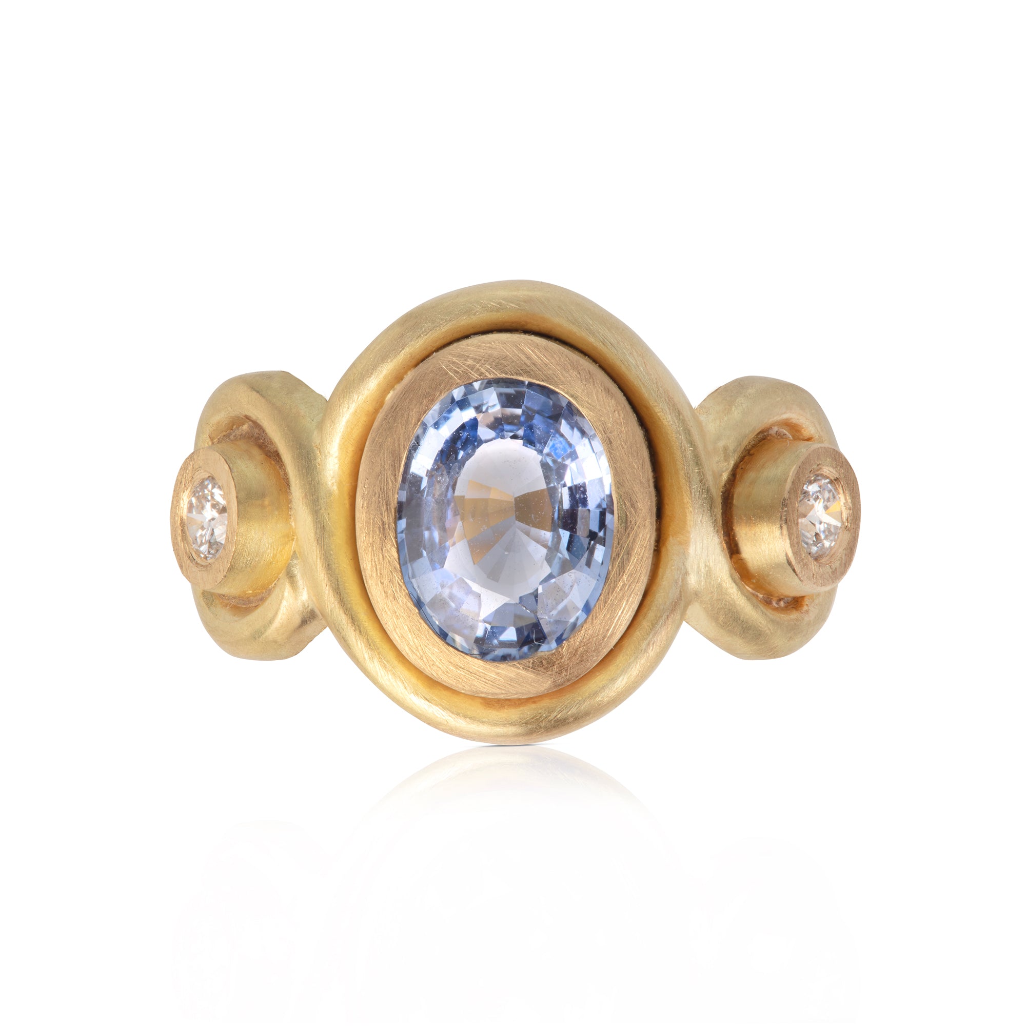Sapphire and Diamond Crossover Ring