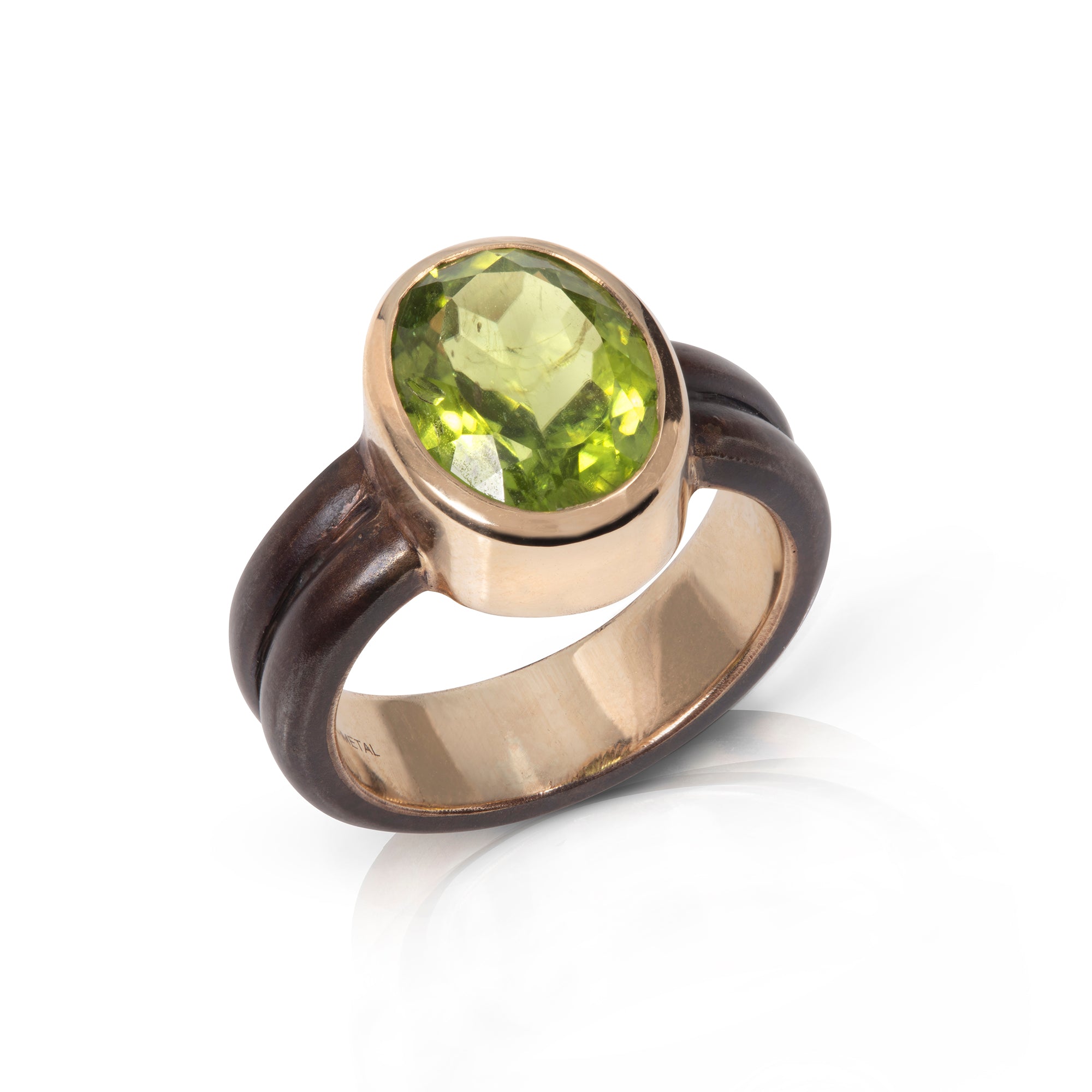 Bronze Peridot Ridged Shank Ring