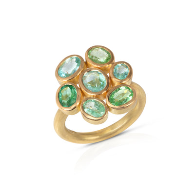 Paraiba Tourmaline Cluster Ring
