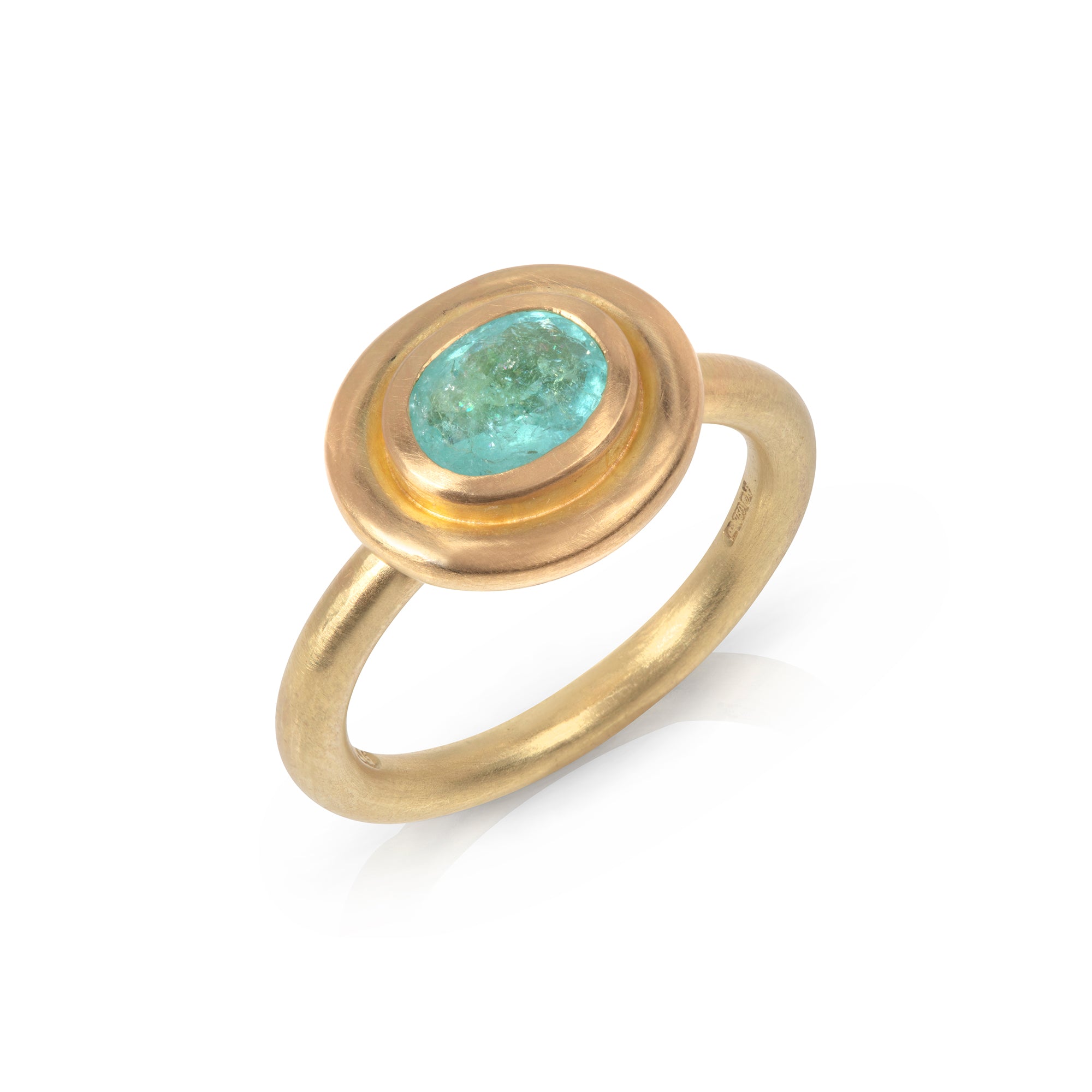 Oval Double Border Paraiba Tourmaline Ring