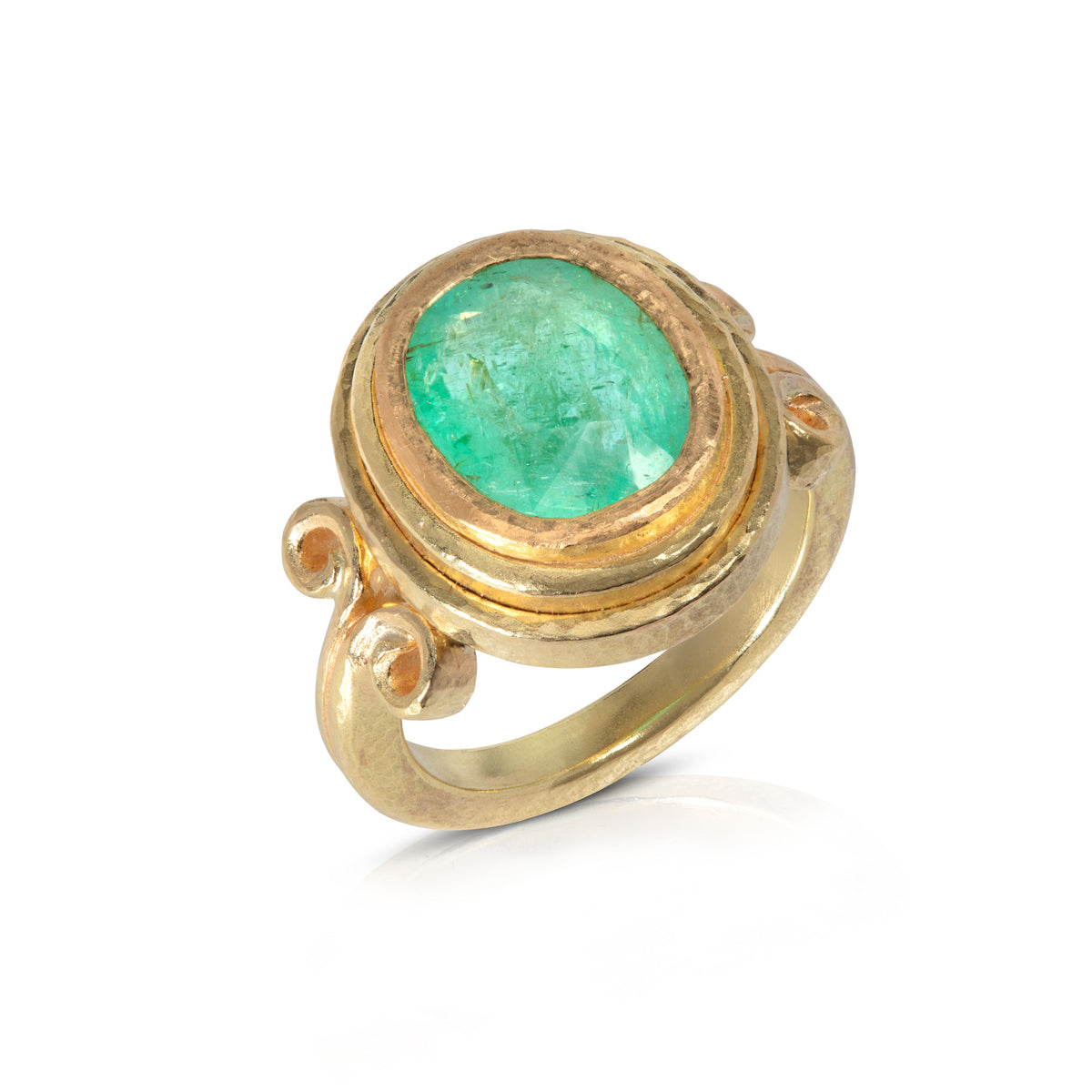Paraiba Ring with Swirl Shoulders